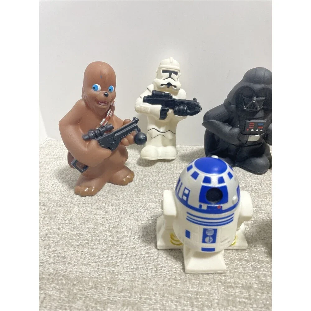 Disney Star Wars Figures Lot Of 8 Squeeze Toys Figures With Case 2008